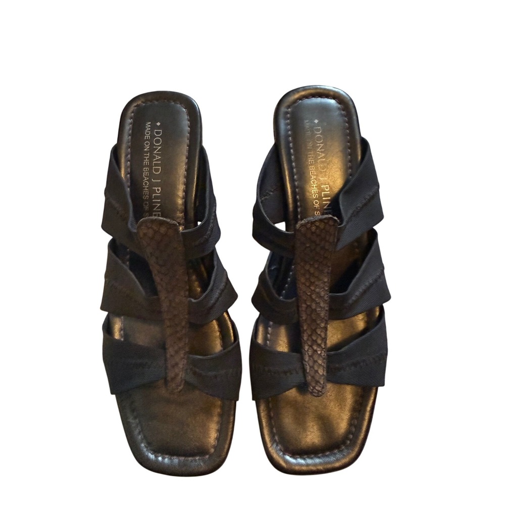 Donald J Pliner Black Snakeskin Wedge Sandals- Sz 7M‎ - Made in Spain- Y2K Vibes